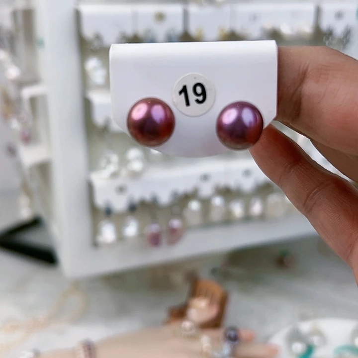 银S925镶嵌耳饰淡水珍珠