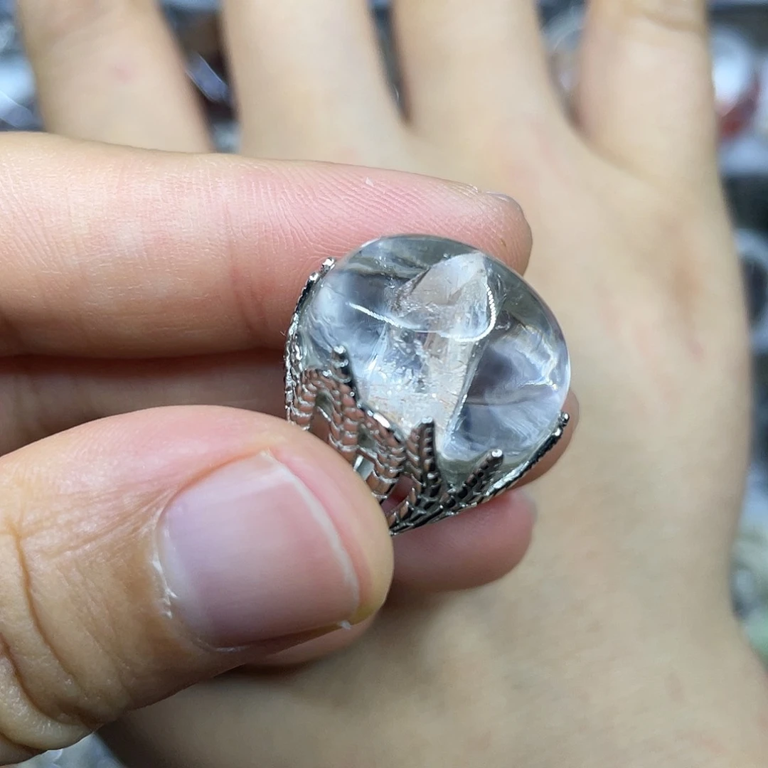 【闪购商品】银S925镶嵌珠宝半成品水晶戒指