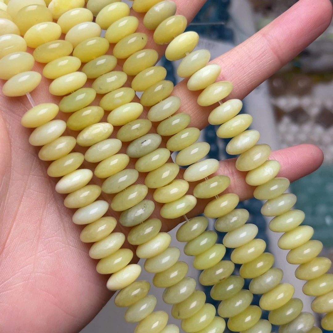 玛瑙/玉髓合金珠宝半成品K102。福利12mm菜花玉飞碟算盘珠一条