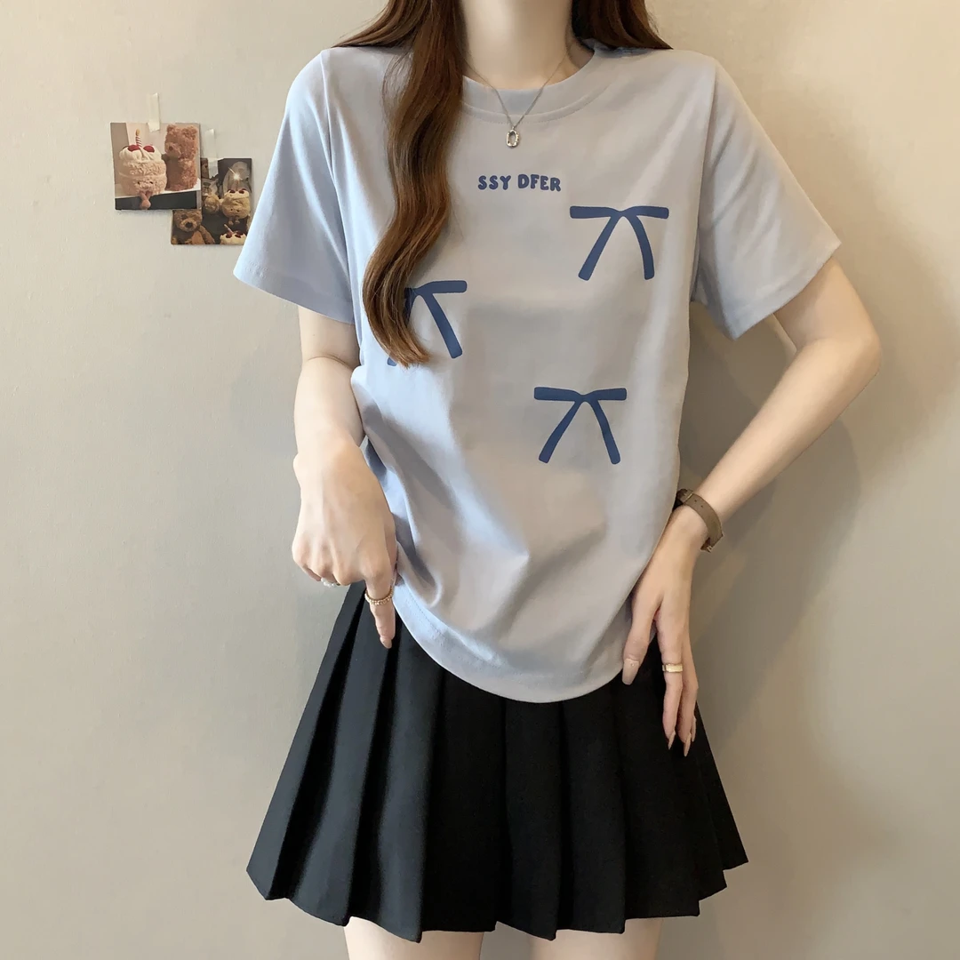 大码女装胖mm短袖正肩T恤2025夏季新款爆款褶皱收腰遮肚小衫上衣