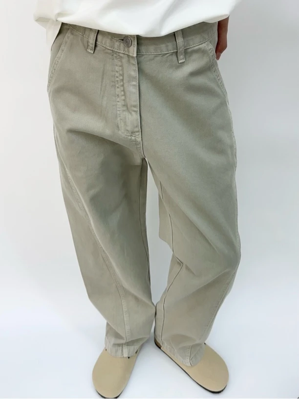 YONS 设计师中腰阔腿牛仔裤洗水重工37118