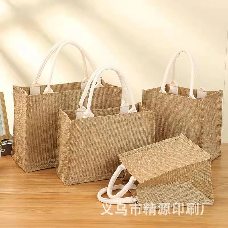 现货饭盒麻布袋无印良品亚麻复古收纳黄麻袋购物礼品手提麻布袋