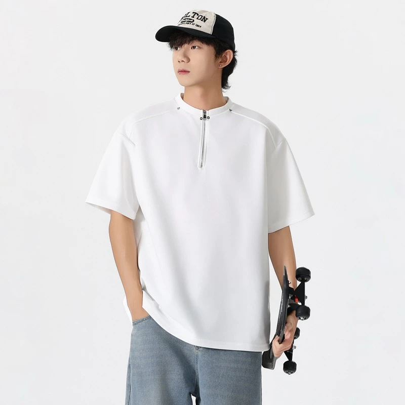 男款短袖网红爆款夏季男士t恤简约宽松男士简约字母圆领T恤翻领