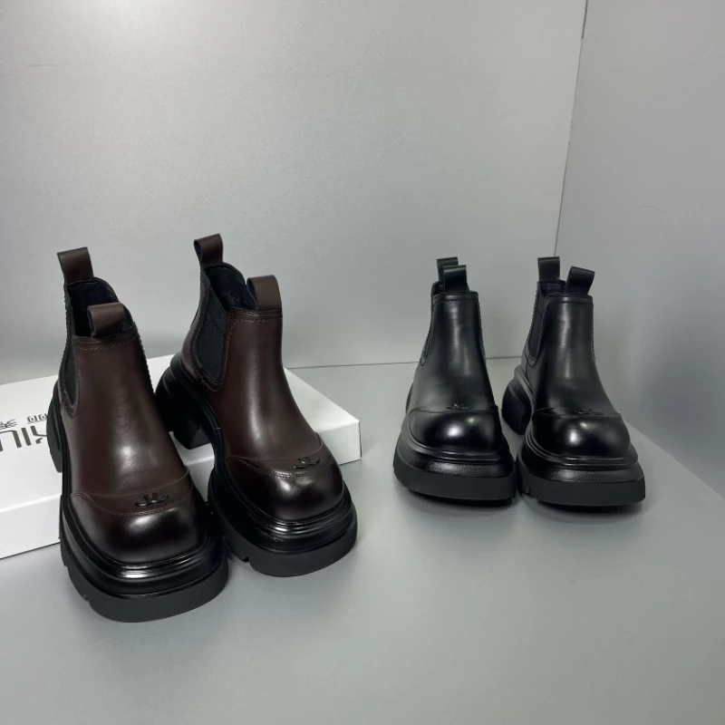 2025年春季新款真皮烟筒靴厚底加绒二棉女137-5791-23