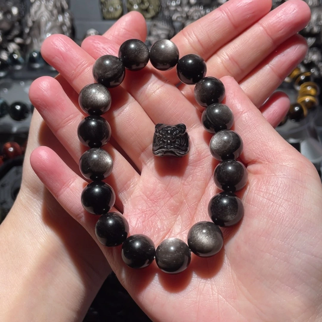黑曜岩手串未镶嵌加****菜