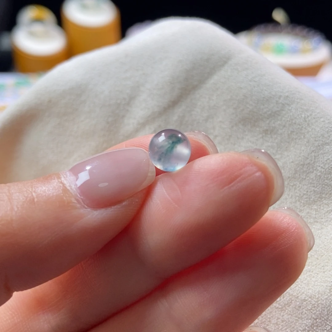 翡翠未镶嵌颈饰高冰飘蓝花7.2mm