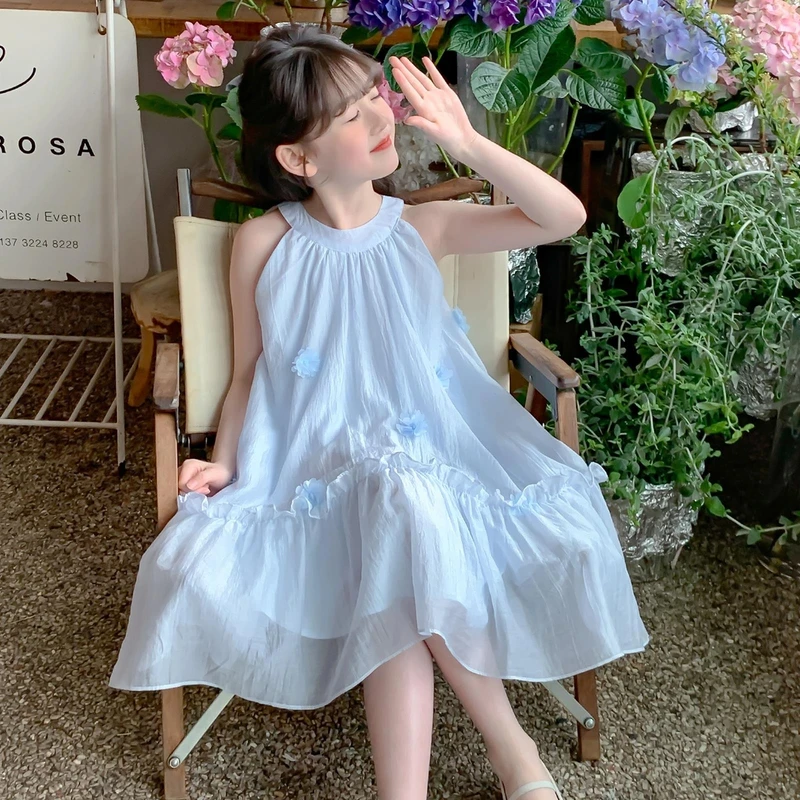 女童连衣裙夏款2025新款洋气童装小女孩吊带网纱裙儿童夏季裙子薄