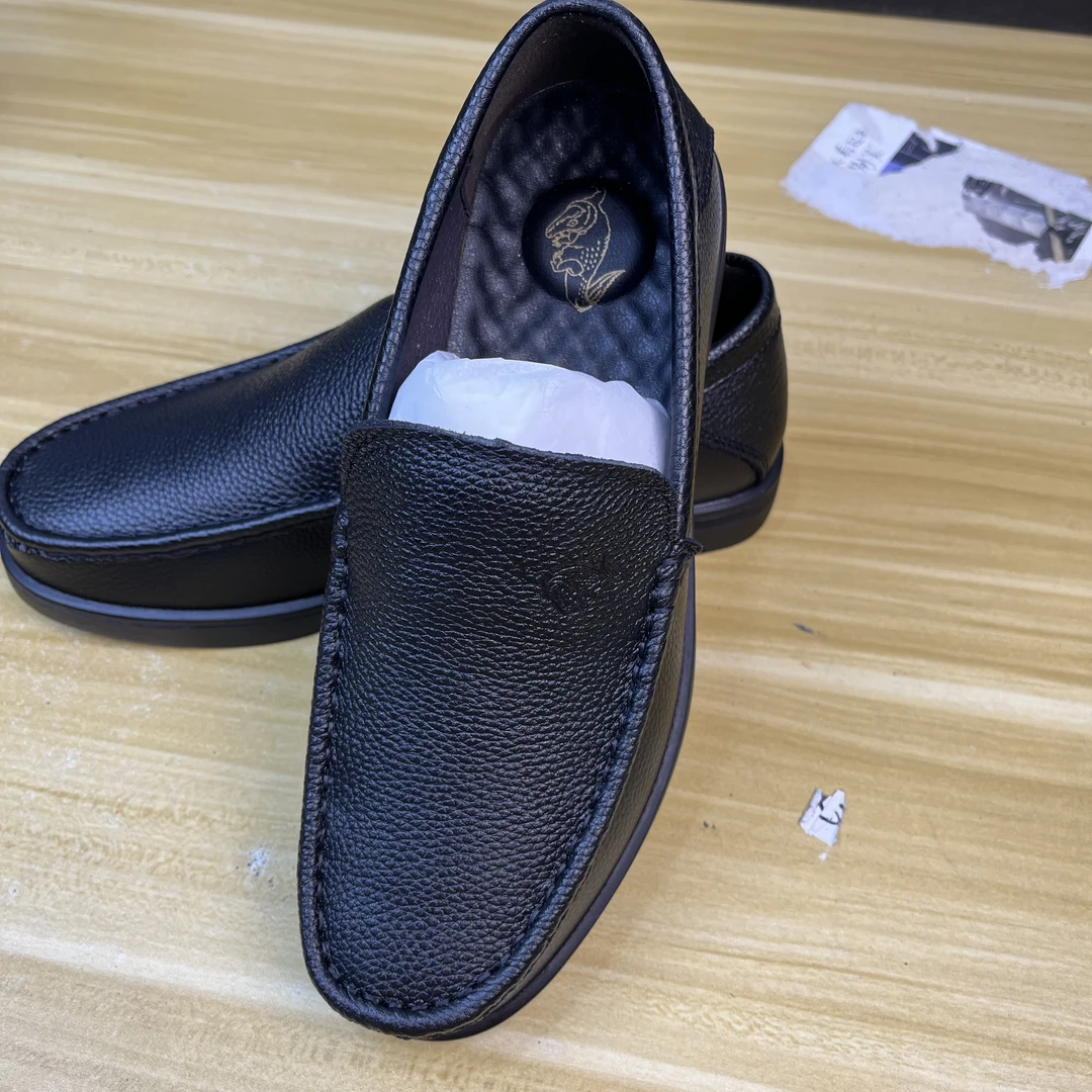 2088#品牌头层牛皮男士皮鞋新款真皮休闲皮鞋豆豆鞋一脚蹬透气