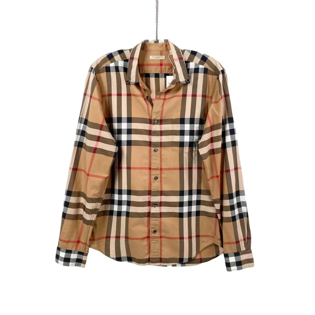 95新 BURBERRY/博柏利  pp四七六 棉 经典格纹长袖衬衫 S码