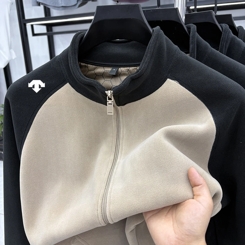 【奥特莱斯】迪家抓绒衣男户外开衫运动冲锋衣内胆保暖加绒加厚外套