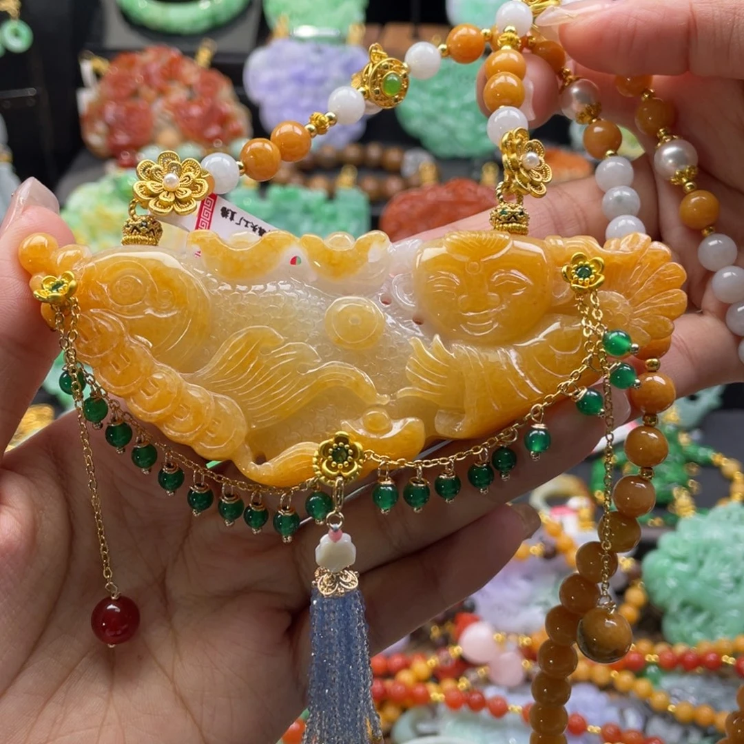 翡翠未镶嵌颈饰代编织