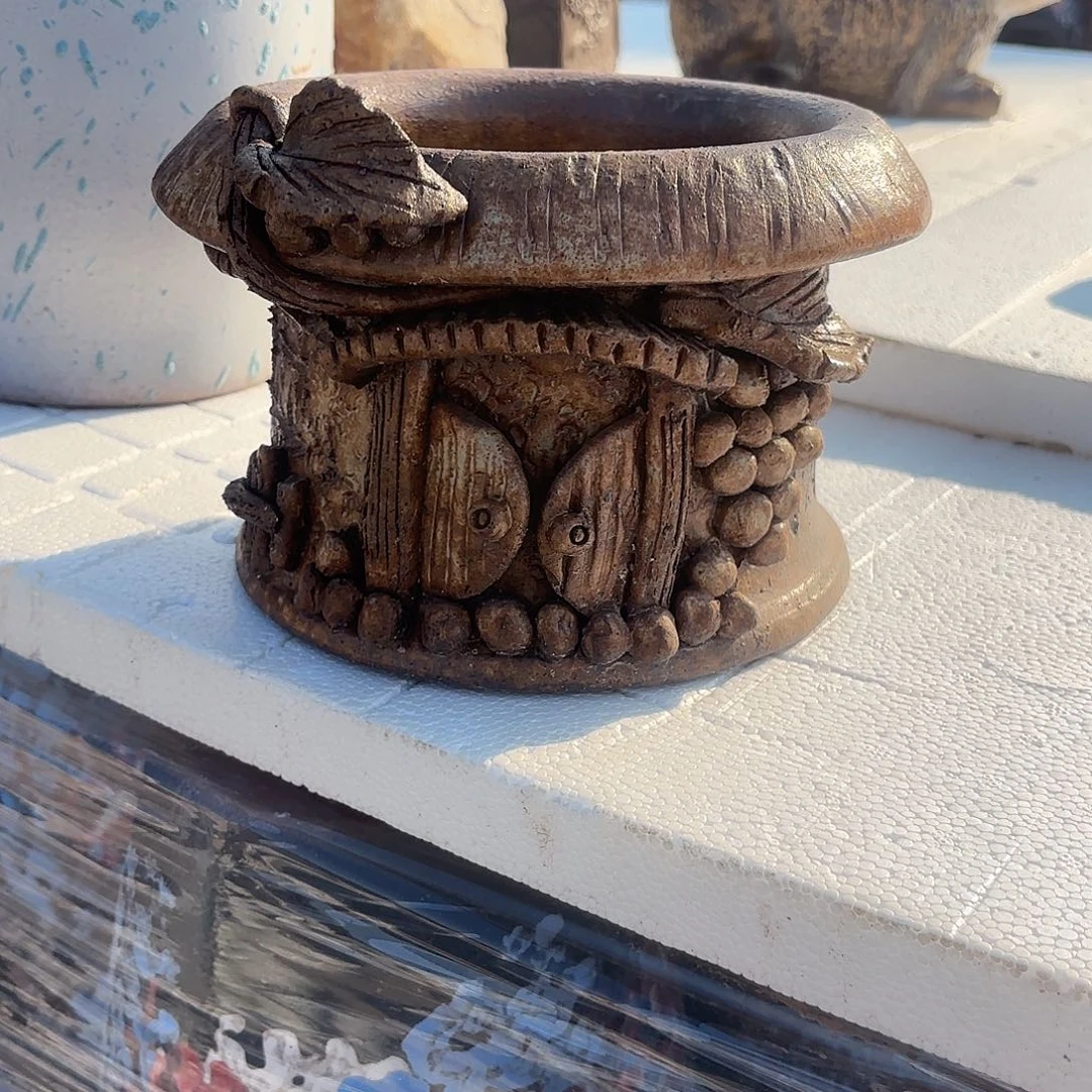 紫砂花盆圆形手工房子一个0000