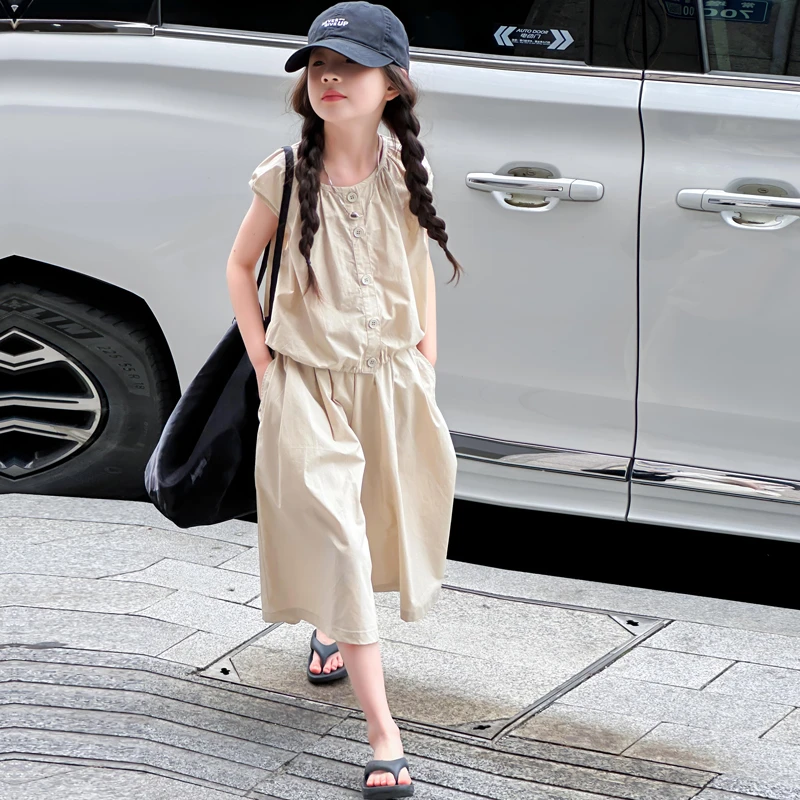 简约潮牌店铺儿童服装2025年新款衣服女童装夏装套装6-12岁高级感