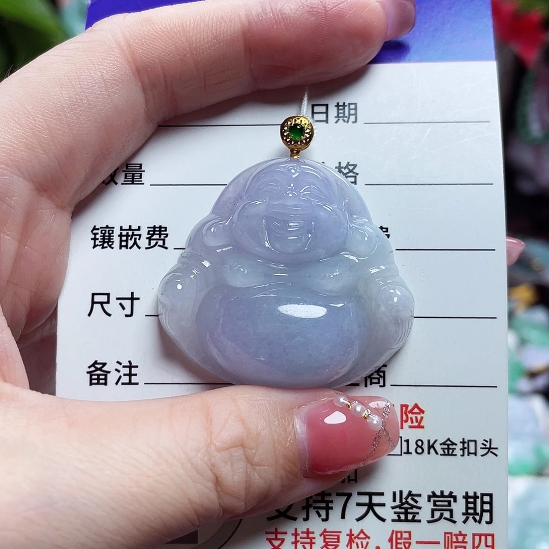 翡翠18K金镶嵌颈饰佛公20