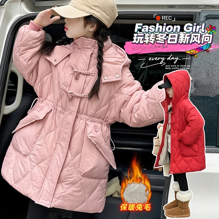 女童冬季棉衣3-13岁加绒加厚盘扣棉衣120-170码（价格已开）