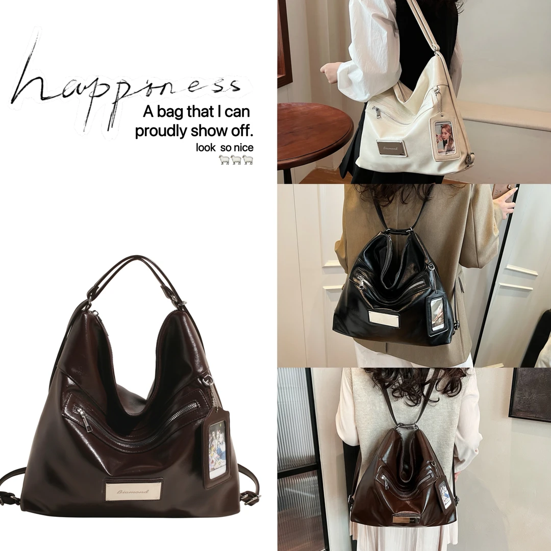 韩系ins慵懒风松弛感大容量一包多背托特包时尚双肩斜挎包9016