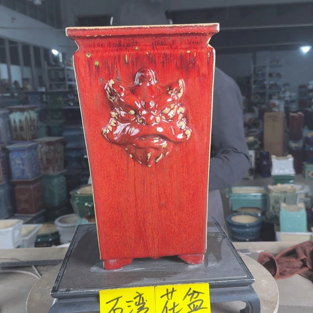 石湾花盆内口17，高38可*