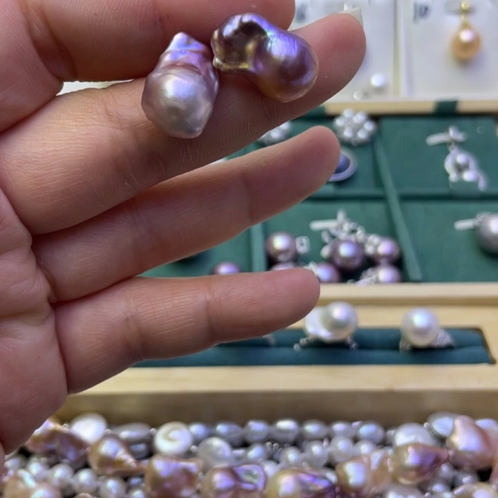 淡水珍珠耳饰银S925镶嵌