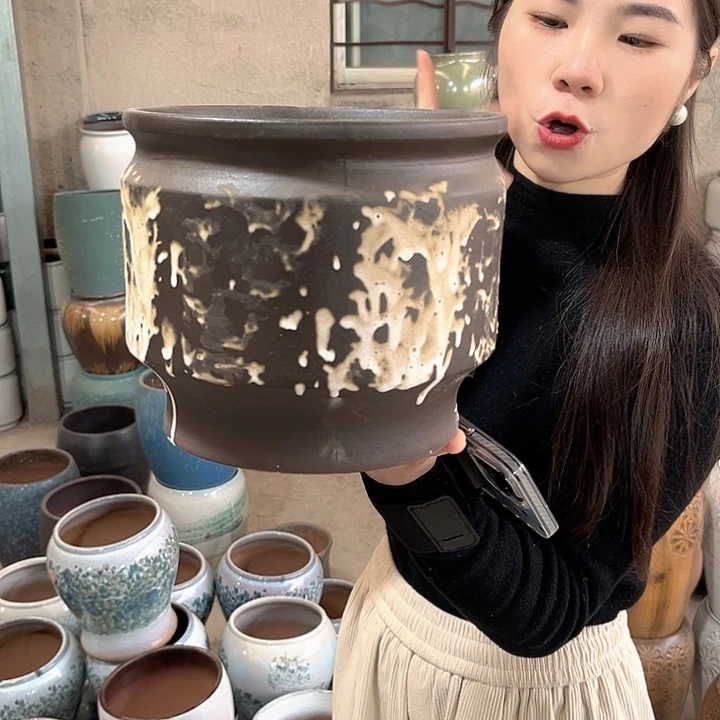 瑕疵口21高18花盆……
