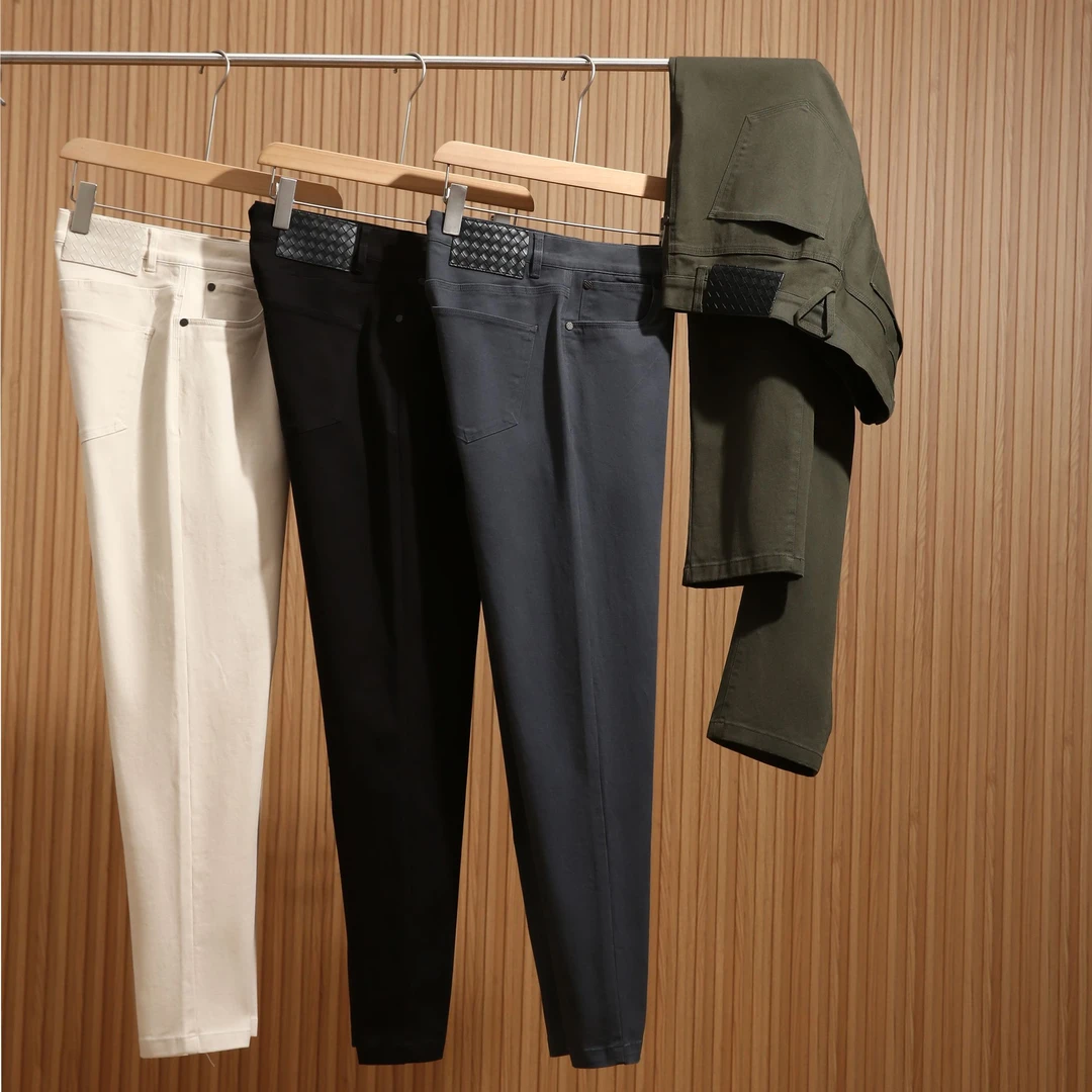 意式轻奢 立体裁剪秋季男士弹力水洗斜纹纱卡直筒休闲裤