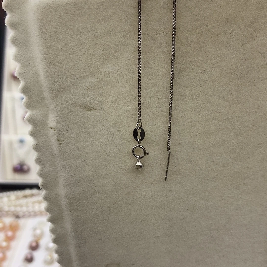 银S925镶嵌淡水珍珠银链子