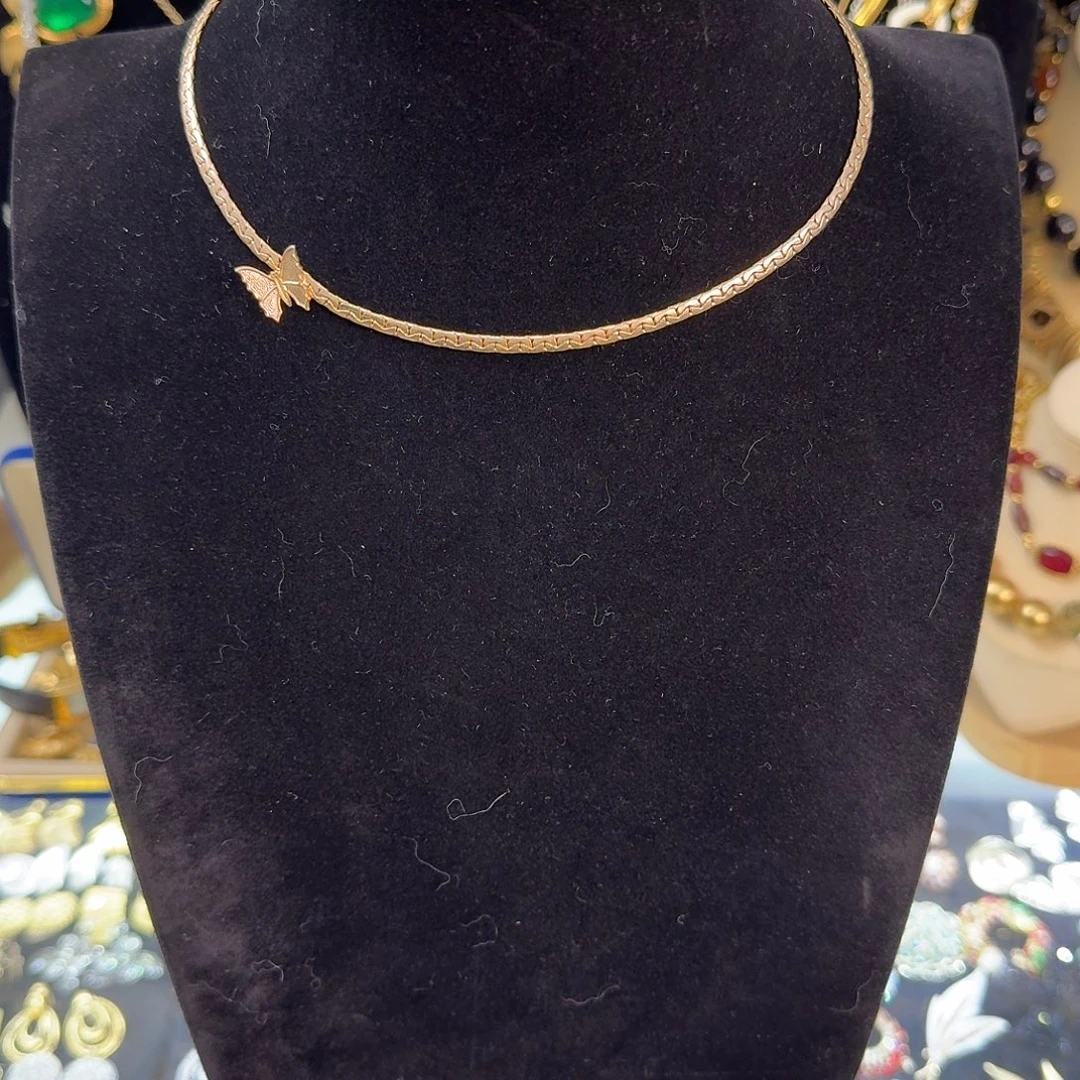 酱***球铜合金avon打标中古项链