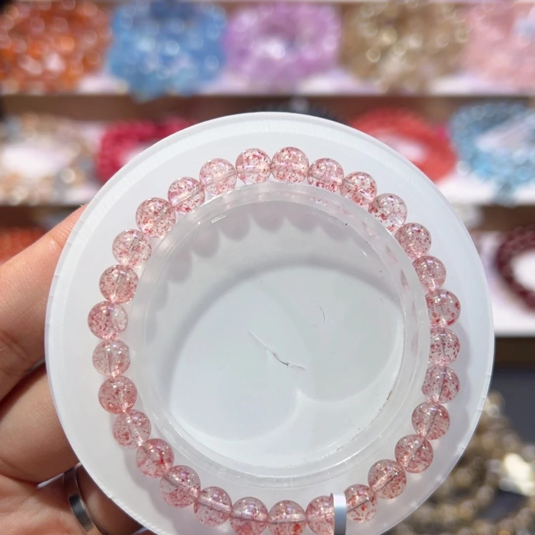 手串未镶嵌水晶天花板花瓣草莓晶6.8mm