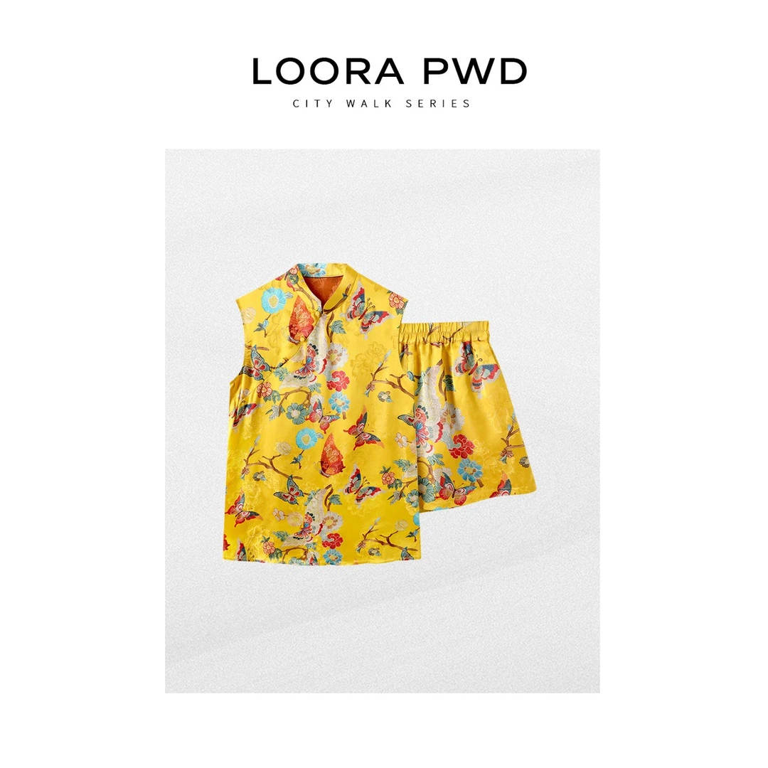 LOORAPWD/罗拉密码 100%丝 国风蝴蝶印花国潮套装25CJBD0168N