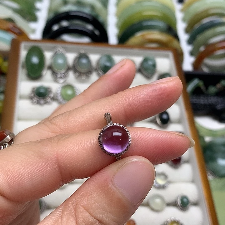 郭****蛇纹石玉银S925镶嵌戒指