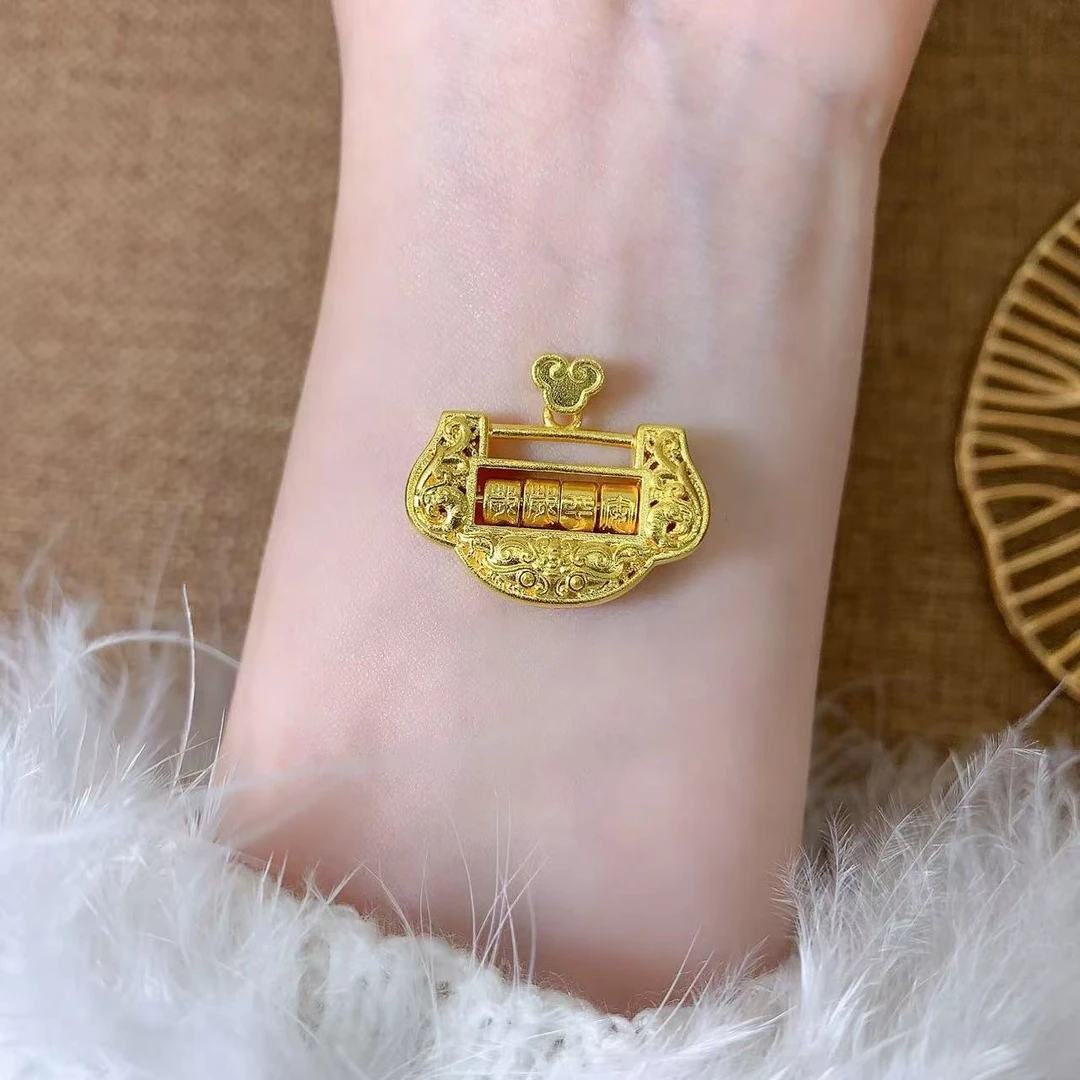 【伟新源】足金999 古法工艺 岁岁平安锁