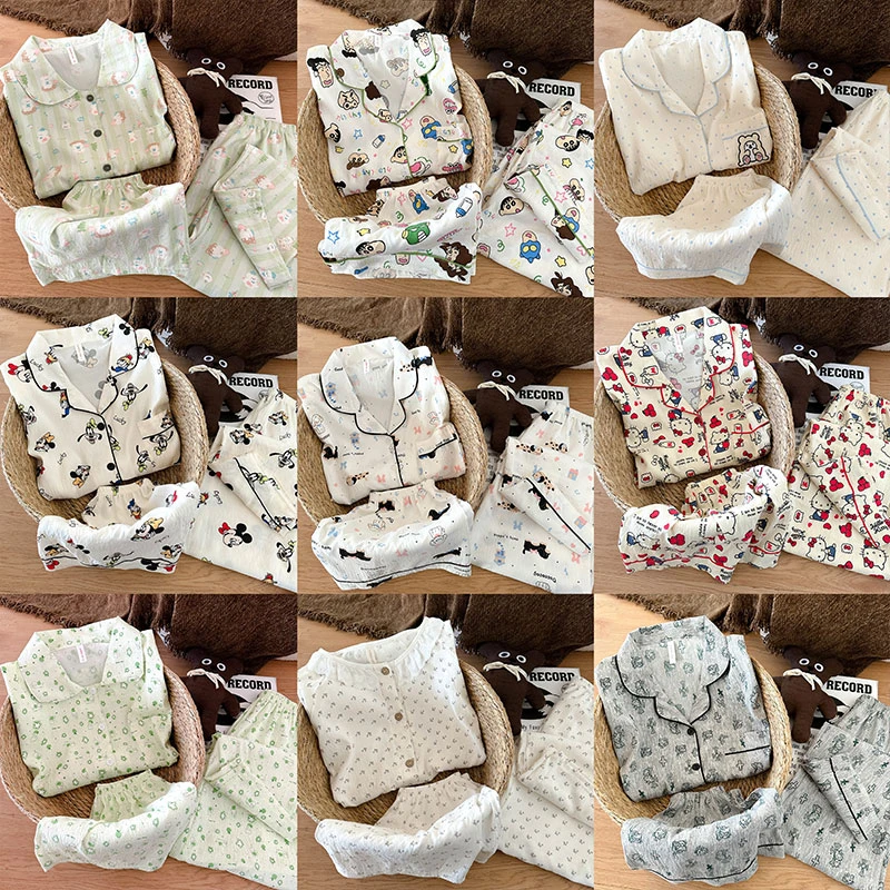 【三件套泡泡棉】可爱夏天短袖睡衣女卡通云朵棉纱大码ins风家居服