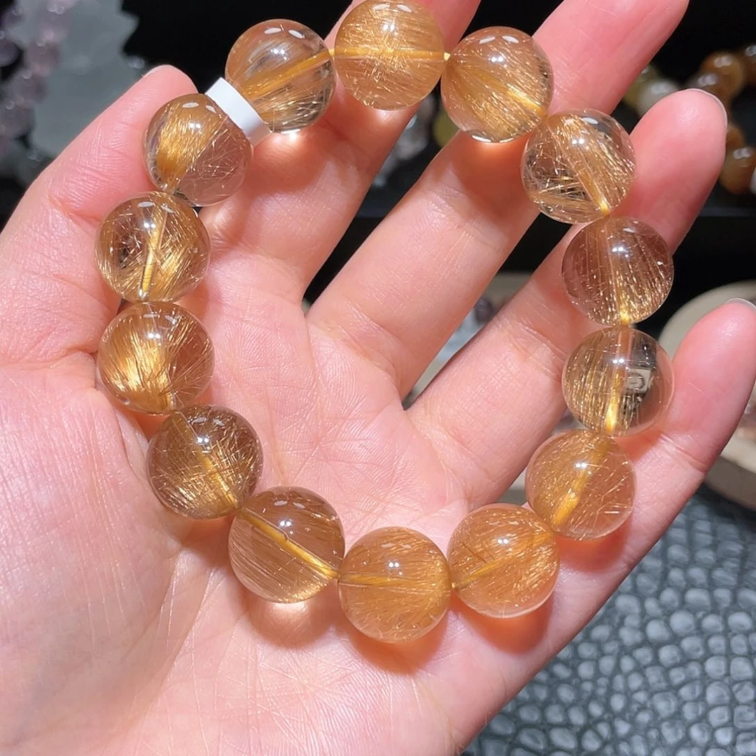 水晶手链未镶嵌太阳发晶手链，晶体通透