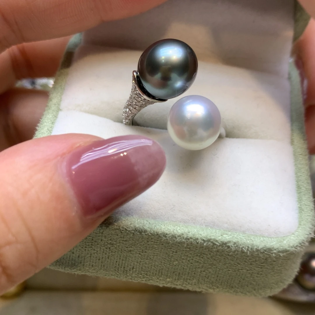 银S925镶嵌戒指海水珍珠