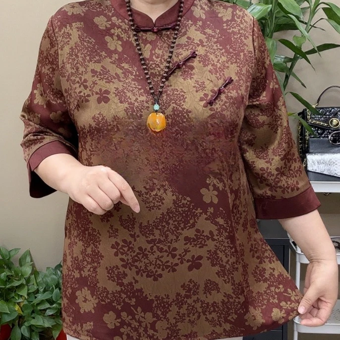 中长款旗袍领八分袖时尚小衫