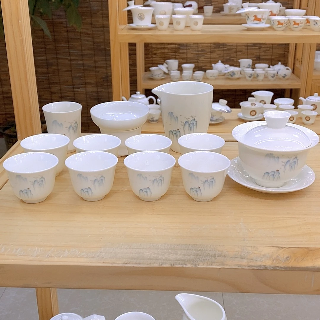 羊脂玉瓷茶具套装