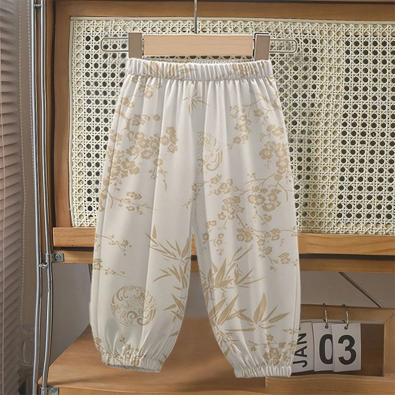 2025年新款儿童休闲防蚊裤夏季薄款男童宝宝束脚女童灯笼冰丝裤子