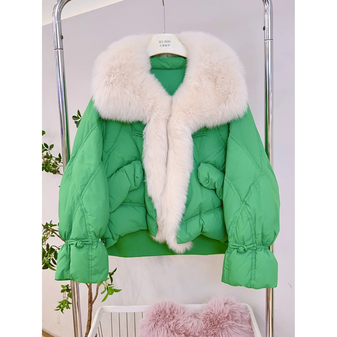 丨早秋新款绿色设计感时髦大翻领气质厚外套  0151