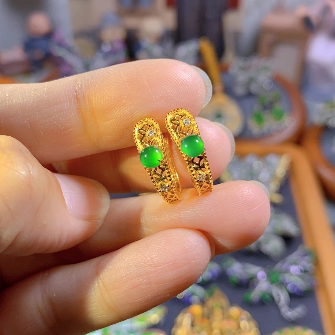 吊坠(不含链)银S925镶嵌翡翠