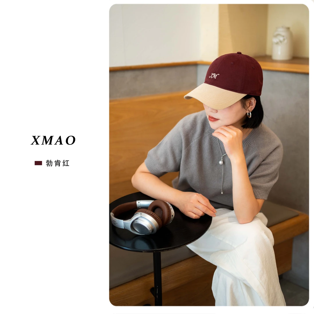 XMAO大头围撞色棒球帽子女2025新款刺绣百搭运动撞色大檐鸭舌帽女