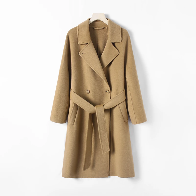 2024气质雅丹风双面呢大衣秋冬新款高级感显瘦百搭时尚外套23671