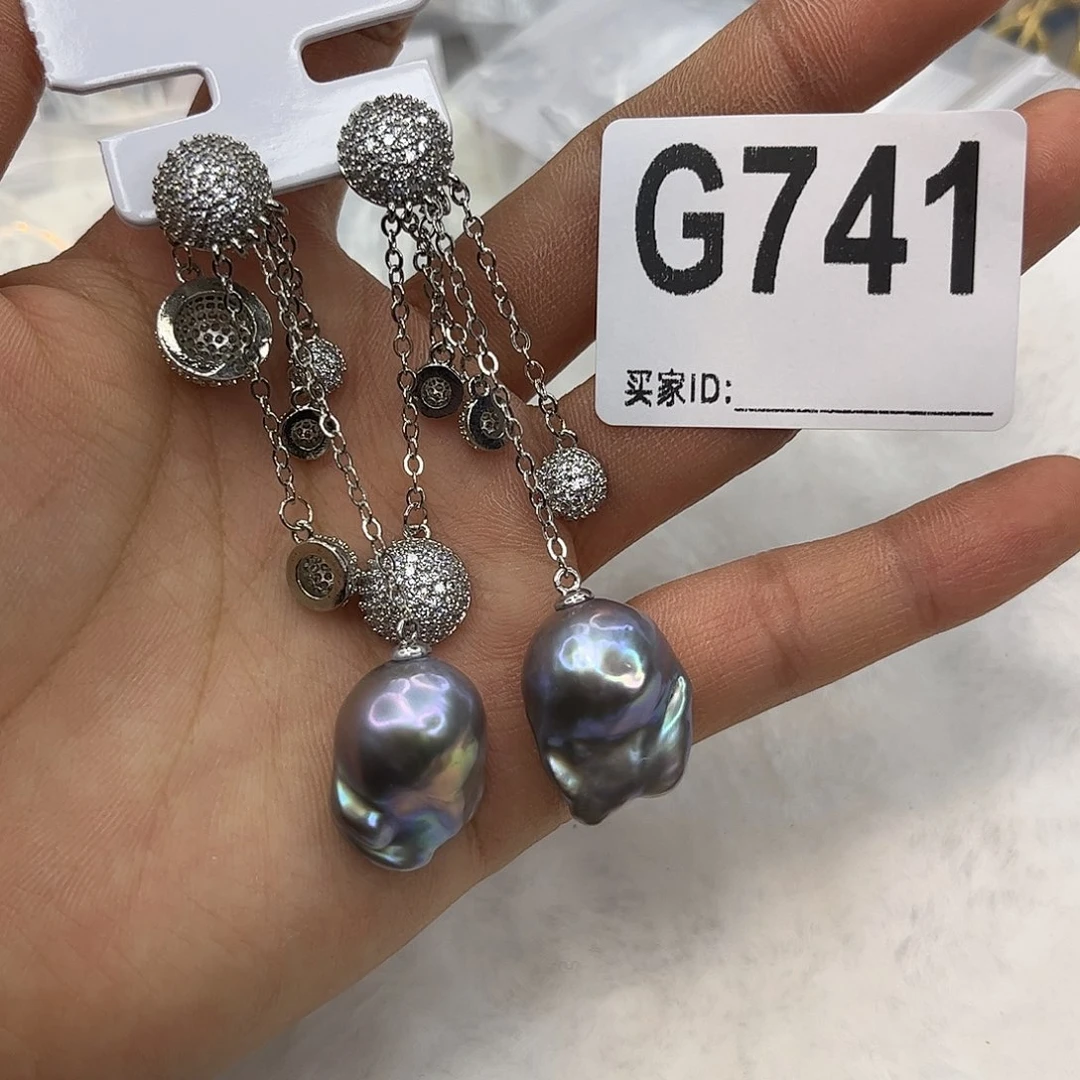 淡水珍珠耳饰合金