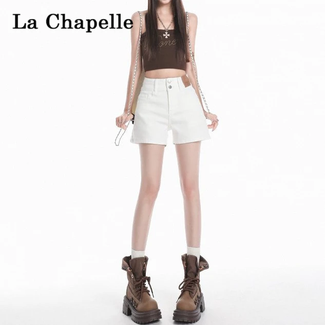 拉夏贝尔高腰牛仔短裤女2025新款夏季宽松显瘦小个子阔腿a字热裤