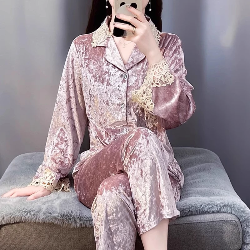 tpvl2025新款金钻绒睡衣女秋冬季家居服套装高级感可外穿原创设计