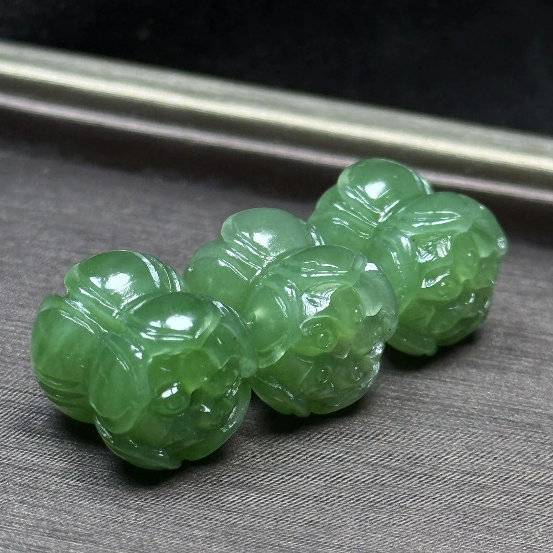 【伟伟鉴定】和田玉 碧玉 莲花对珠 配饰 12/13 多样性发货发一件