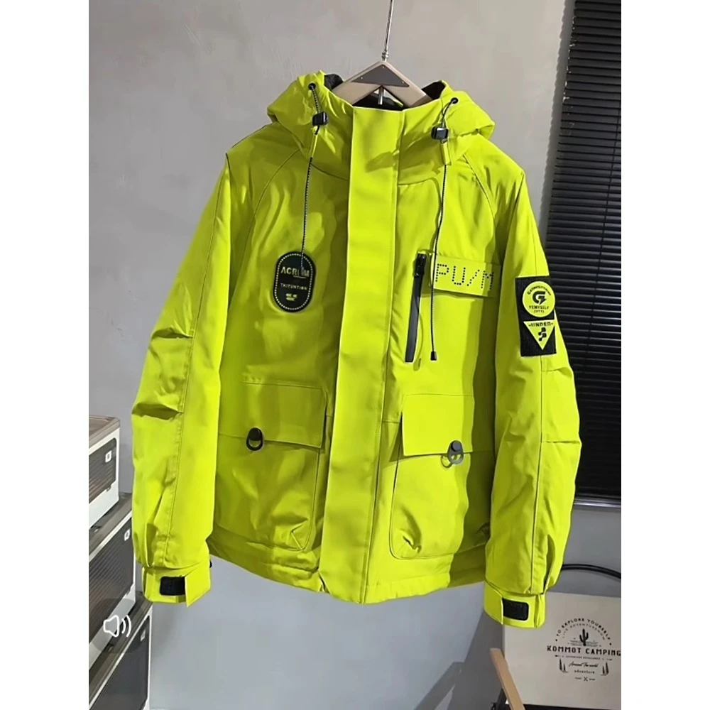 潮牌时尚冬季连帽拼接防风防寒服冲锋衣加厚保暖外套9999