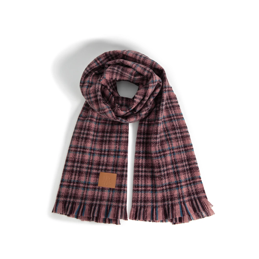 NUER【撞色小格纹围巾 】NU407M305百搭时尚围巾【奈奈专属福袋】