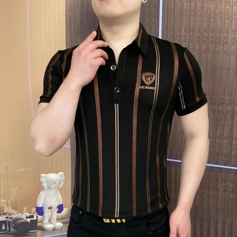 【爆款】2025夏季Polo衫男士轻奢时尚半袖潮流修身高品质休闲男装-W