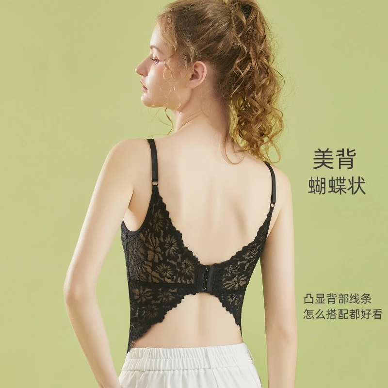 初辛 【燕尾蝶】欧若风蕾丝美背防走光内搭外搭打底女式背心23873