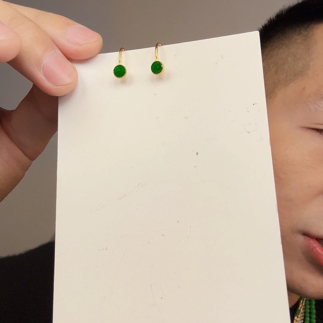 翡翠银S925镶嵌颈饰一对