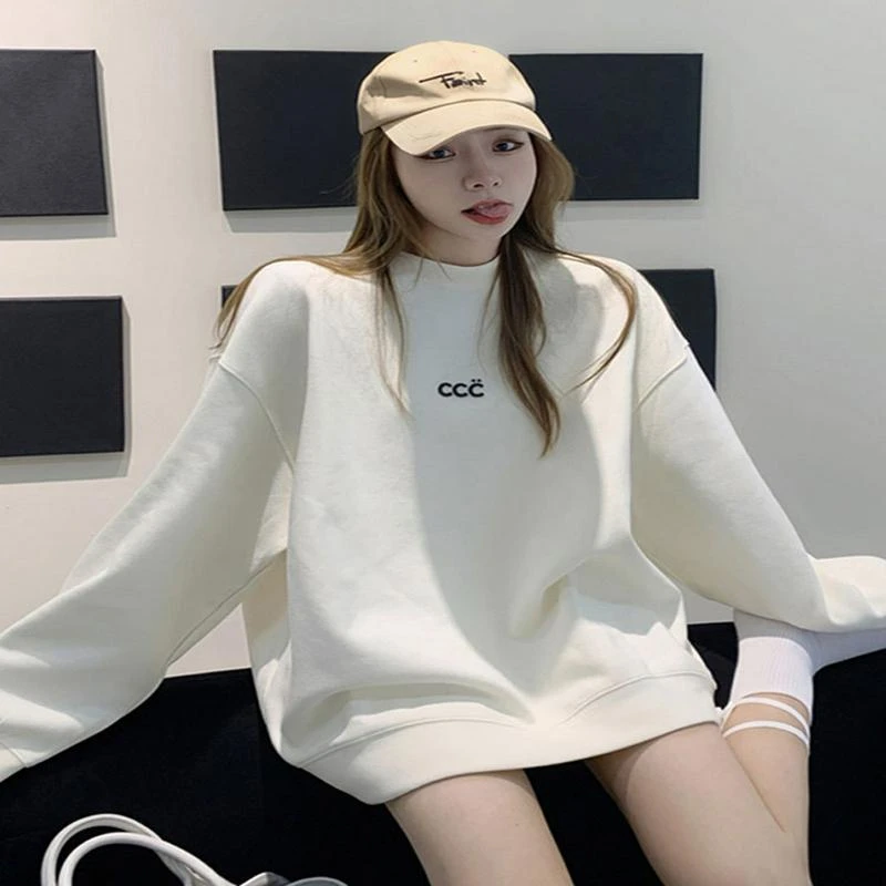 2025新款卫衣女慵懒风高级感轻奢超好看字母上衣中长款韩版大码63